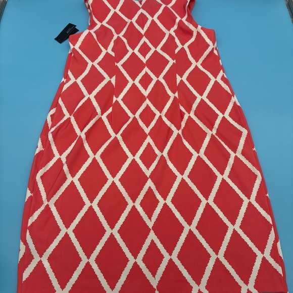 Alyx Woman Salmon and White Geometric Dress Size 14 Knee Length - Picture 2 of 6